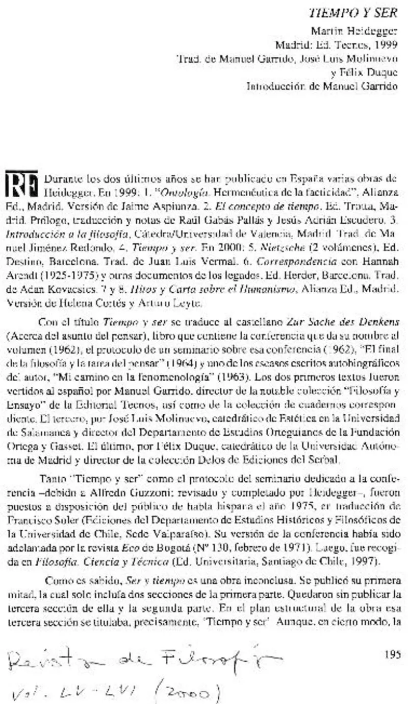 Tiempo y ser  [artículo] Jorge Acevedo.