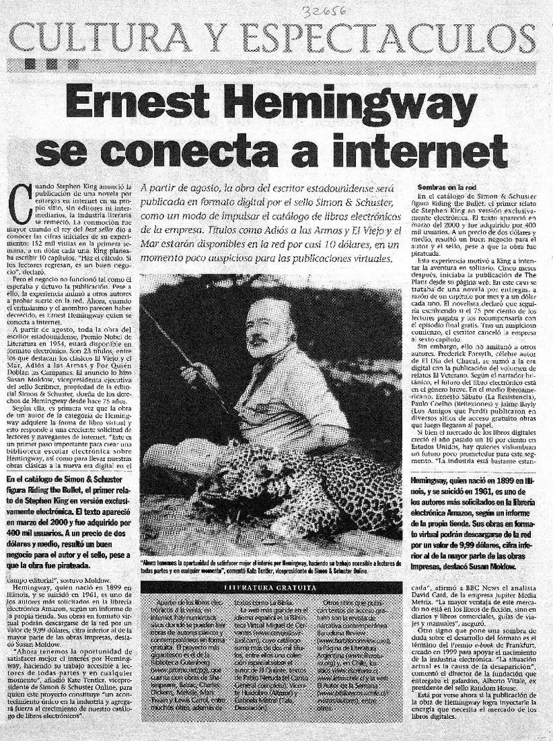 Ernest Hemingway se conecta a internet.  [artículo]
