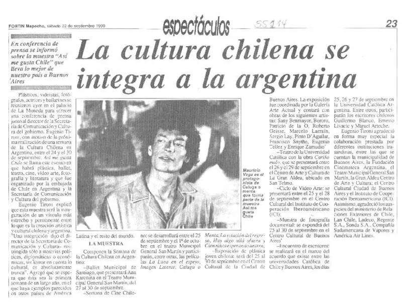 La Cultura Chilena se Integra a la Argentina  [artículo]