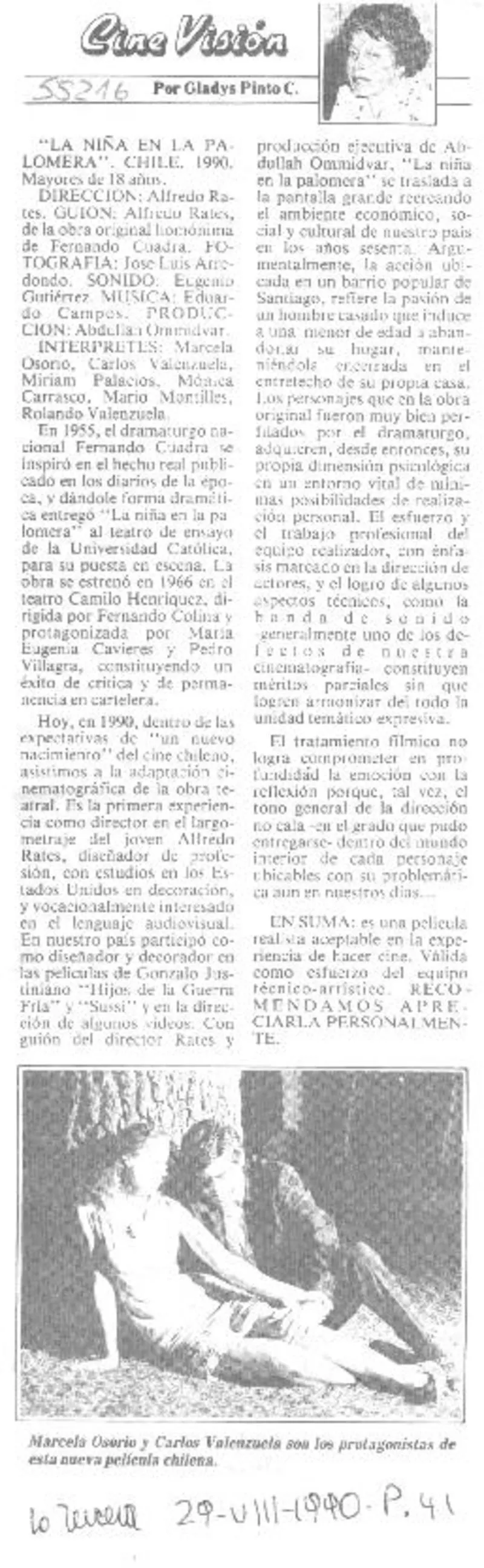 La niña en la palomera" Chile 1990  [artículo] Gladys Pinto C.