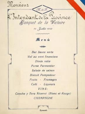 Menú Banquet de la Victoire
