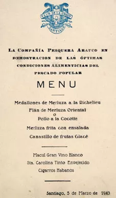 Menú Compañía Pesquera Arauco