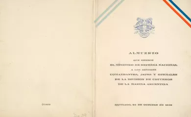 Menú a los Comandantes, Jefes y Oficiales de la División de Cruceros de la Marina Argentina 