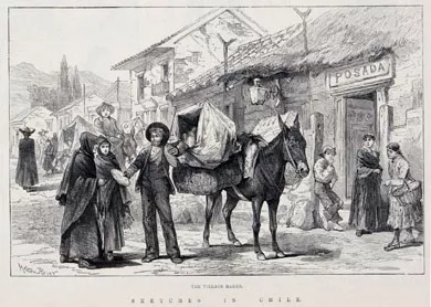 Sketches in Chile,the village baker.Escenas de Chile.El panadero del pueblo.