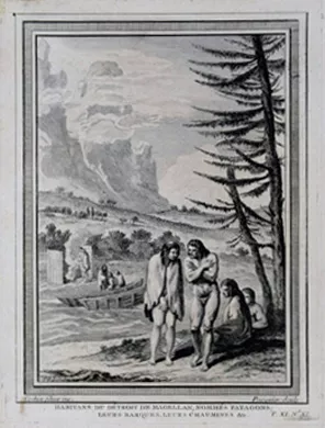 Habitantes del Estrecho de Magallanes, denominados Patagones