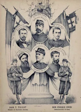Retratos de Hilario Bouquet,Otto von Moltke,Juan Jullian,Augusto Nordenflycht......