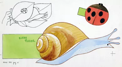 Chinita sobre caracol