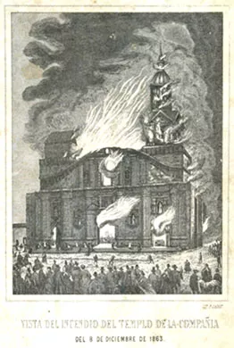 Vista del Incendio del Templo de la Compañía.