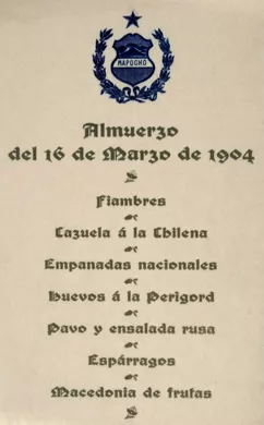 Menú de Almuerzo, con inscripción de Mapocho