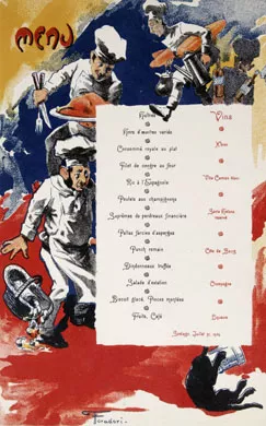 Menú con ilustraciones de chefs 