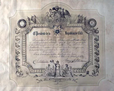 Diploma Presidencial al Presbítero Florencio Fontecilla.