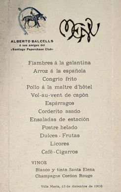 Menú al Santiago Paperchase Club