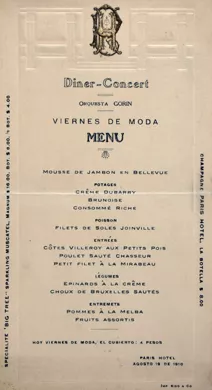 Menú Paris Hotel