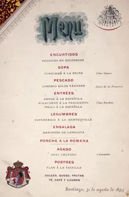 Menú. 31 de agosto de 1895