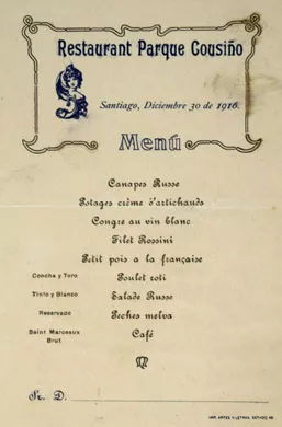 Menú Restaurant Parque Cousiño