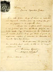 Carta al Comité Ejecutivo Cubano escrita por Don Aristídis Agüero, delegado de Cuba