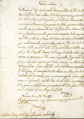 Carta  firmada por Don José de Imár comunicando una Resolución del Rey