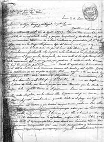 Fotocopia de carta de Bernardo O'Higgins