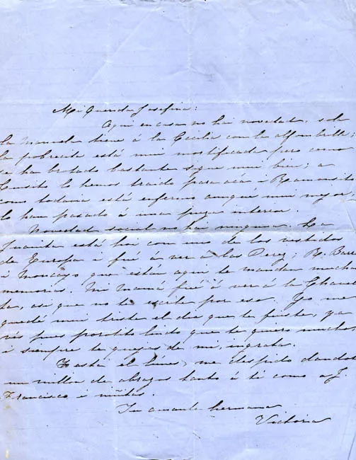 Carta de Victoria Subercaseaux a su hermana Josefina