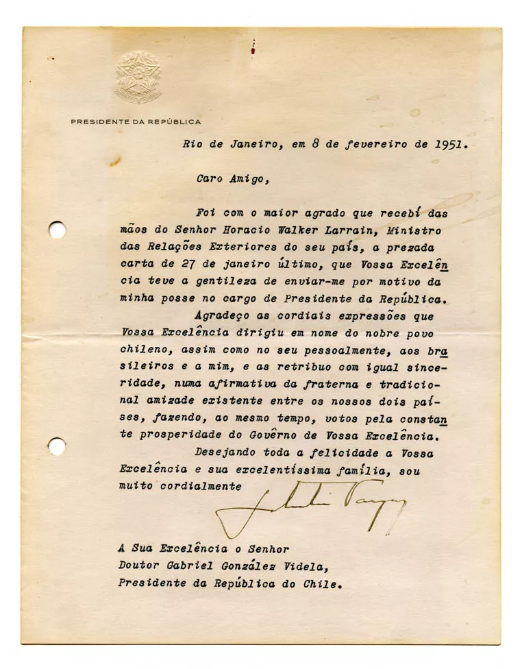 Carta de Presidente Getulio Vargas