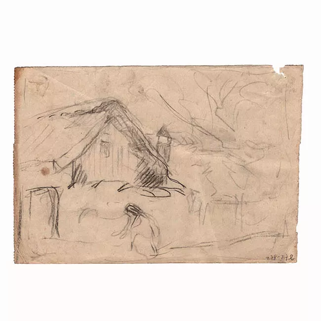 (paisaje con casa a la izquierda, figura 1er plano)