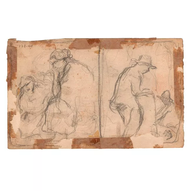 Apuntes mujer, torso desnudo. Apuntes hombre.