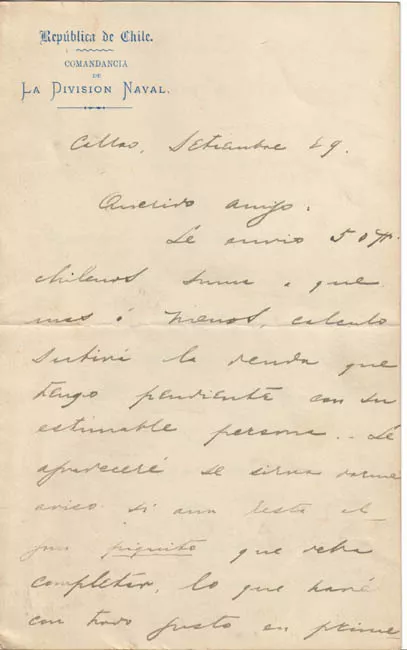 Carta de J.J. Latorre al Sr. Guerrero