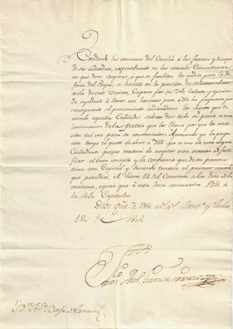 Carta de Antonio García Carrasco a Don Francisco de Borja Larraín