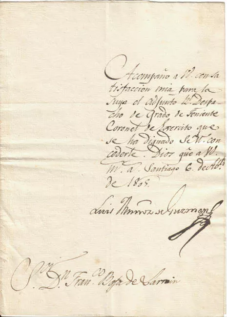 Carta fechada en 1805 adjunta a Nombramiento