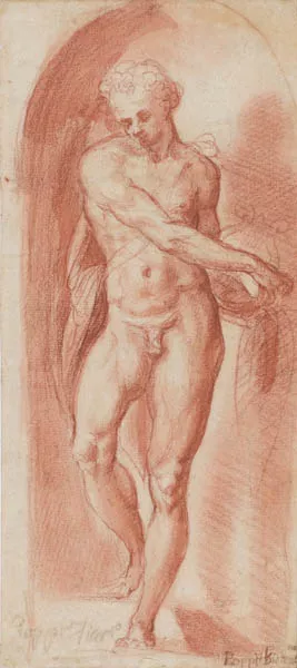 Apolo en un nicho (anverso) / Bosquejo de figura del anverso (reverso)