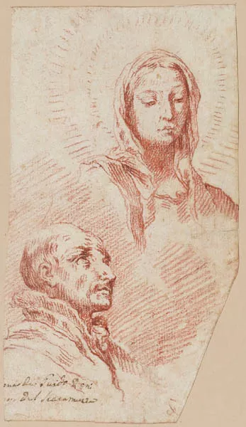Dos cabezas: La virgen y un santo