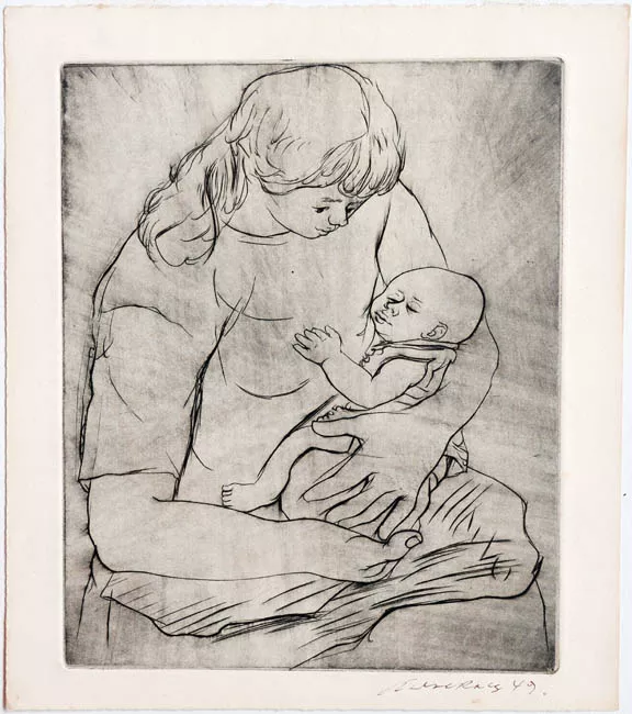 Madre sentada con niño