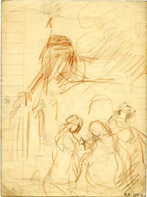 Croquis vista lateral de iglesia/ Croquis de figura humana