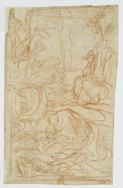 Tentación de San Antonio (anverso) / Mujer con niño en brazos (reverso) 