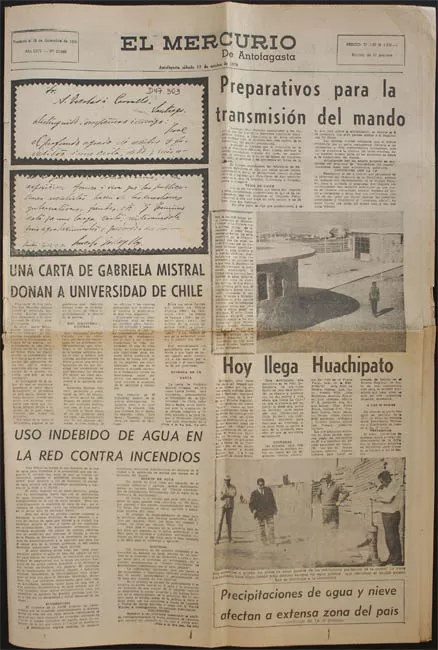 Donación de carta de Gabriela Mistral