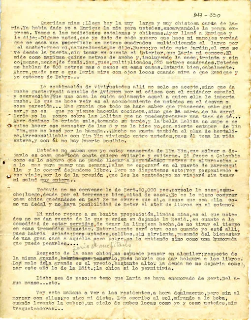 Carta de Gabriela Mistral