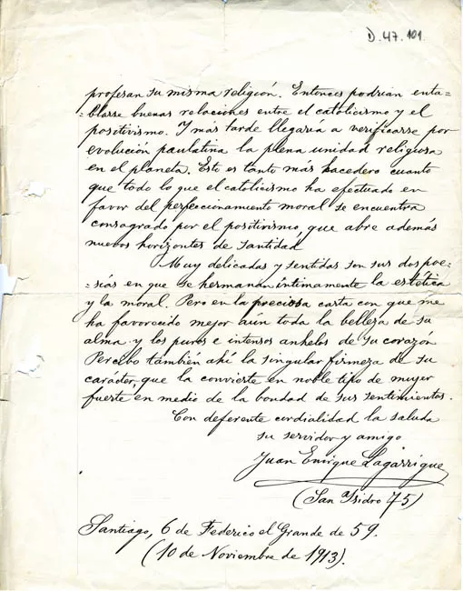 Carta de Juan Lagarrigue