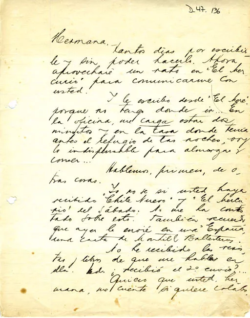 Carta a Gabriela Mistral