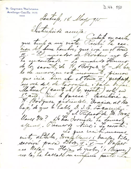 Carta de Manuel Guzmán a Gabriela Mistral
