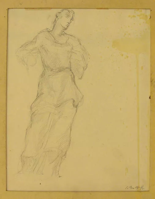 nº 28 dibujo mujer cuerpo entero vestida tipo escultura