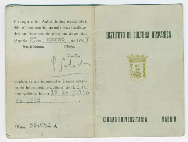 Carnet Instituto de Cultura Hispánica