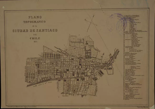 PLANO TOPOGRAFICO DE LA CIUDAD DE STGO.