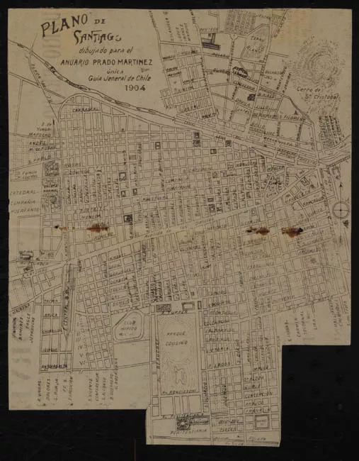 PLANO DE SANTIAGO DIBUJADO PARA EL ANUARIO PRADO MARTINEZ