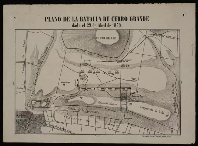 PLANO DE LA BATALLA DE CERRO GRANDE EL 29 DE ABRIL DE 1859