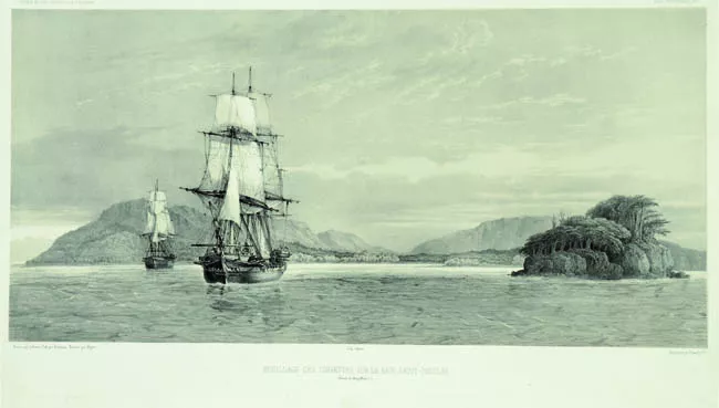 Mouillage des Corvettes sur la Baie Saint Nicholas (Detroit de Magellan)
