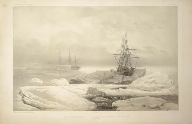 Les corvettes bloquees dans les glaces de la banquise