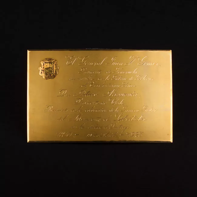 Placa Conmemorativa al Presidente Arturo Alessandri del Presidente de Venezuela Juan Gómez