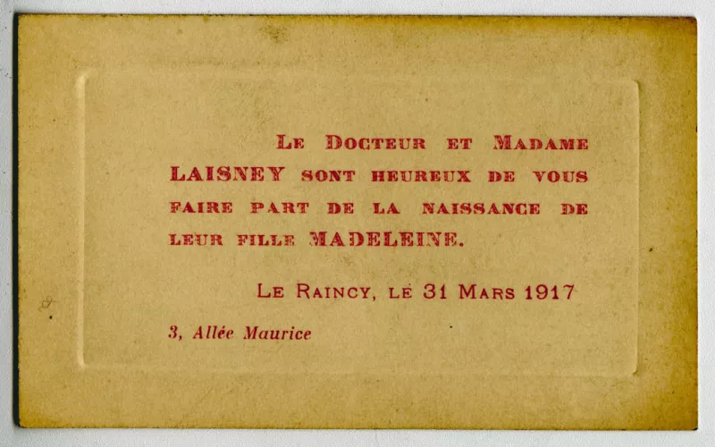 Nacimiento de Madeleine Laisney