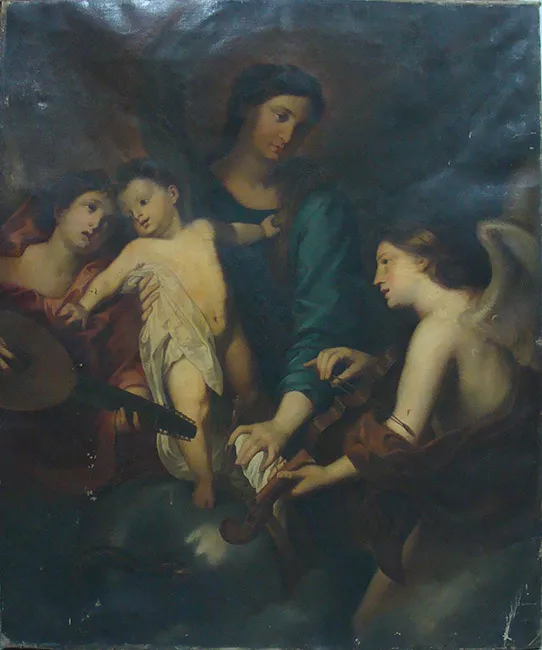 Virgen con el niño y ángeles
