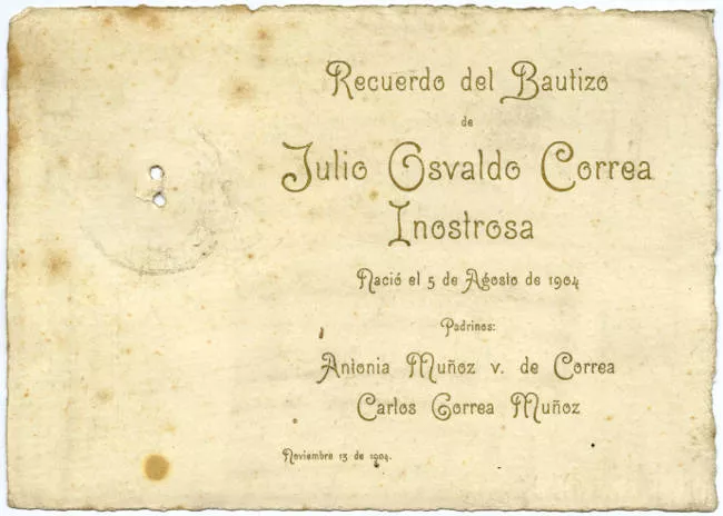 Bautismo de Julio Osvaldo Correa Inostrosa